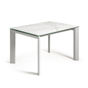 Masa dining extensibila gri/alba din metal 80x(120)180 cm Axis Kalos White Kave Home