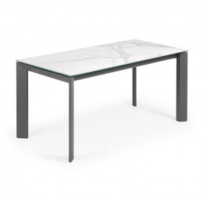 Masa dining extensibila gri/alba din metal 90x(160)220 cm Axis Kalos Kave Home
