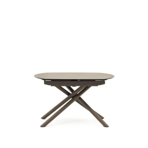 Masa dining extensibila maro/neagra din metal 100x130(190) cm Yodalia Kave Home