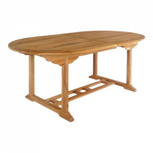Masa dining extensibila pentru exterior maro din lemn de tec 90x180(240) cm Salamanca House Nordic