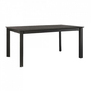 Masa dining exterior extensibila gri carbune din metal 100x160(240) cm Konnor Bizzotto