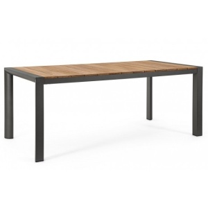 Masa dining exterior gri carbune/maro din lemn 90x180 cm Cameron Bizzotto