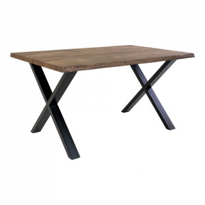 Masa dining maro/neagra din lemn de stejar si otel 95x140 cm Toulon House Nordic
