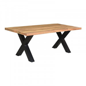 Masa dining neagra/maro din lemn si metal 90x180 cm Zino LABEL51