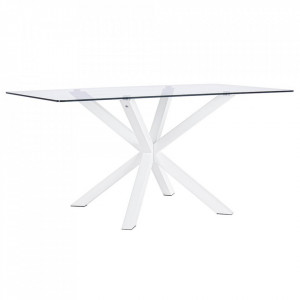 Masa dining transparenta/alba din metal 90x160 cm May Bizzotto