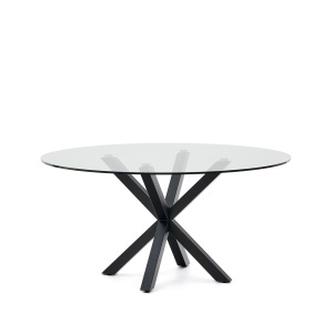 Masa dining transparenta/neagra din metal si sticla 150 cm Argo Kave Home