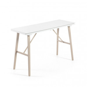 Masa extensibila alba din lemn si MDF alb 45(90)x130 cm Aruna Kave Home