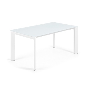 Masa extensibila alba din sticla si metal 90x160(220) cm Axis Kave Home