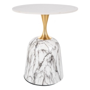 Masa laterala alba/aurie din metal 50 cm Fama The Home Collection