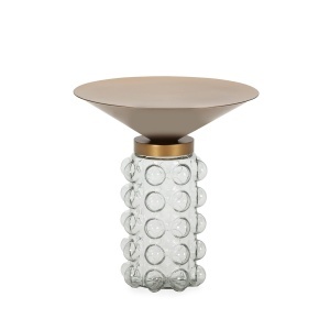 Masa laterala aurie/transparenta din metal 45 cm Sidney Thai Natura