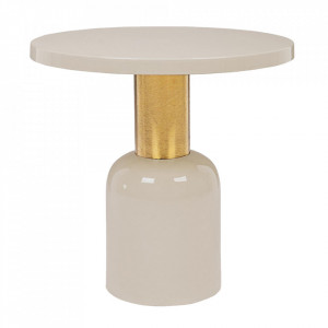 Masa laterala crem/aurie din metal 50 cm Nalima Bizzotto