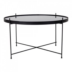 Masa laterala neagra din metal 70 cm Venezia House Nordic