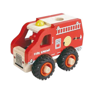 Masina de jucarie multicolora din lemn Fire Engine Egmont Toys