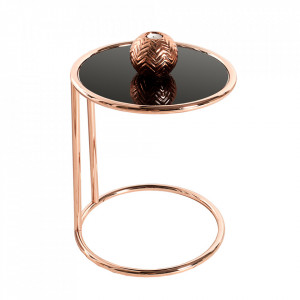 Masuta aramie/neagra din sticla si metal 40 cm Art Deco The Home Collection