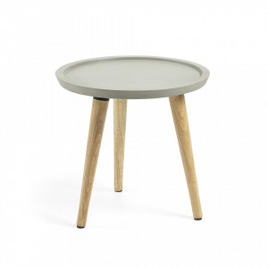 Masuta de cafea gri/maro din ciment si lemn 40 cm Lucy Kave Home