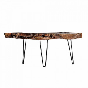 Masuta de cafea maro din lemn de tec si fier 60x100 cm Diaca Vical Home