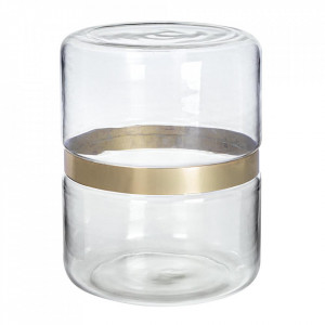 Masuta de cafea transparenta/aurie din sticla si otel 36 cm Namit Bizzotto