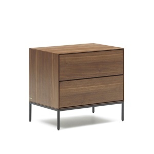 Noptiera maro din metal Vedrana Walnut Kave Home