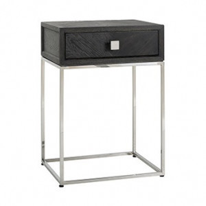 Noptiera neagra/argintie din lemn si inox Blackbone Richmond Interiors
