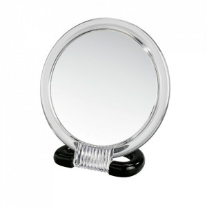 Oglinda cosmetica de masa rotunda transparenta/neagra din plastic 15x17 cm Hand Mirror Wenko