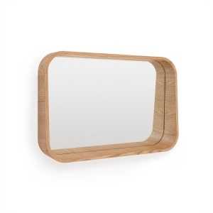 Oglinda dreptunghiulara maro cu raft maro din lemn 60x90 cm Salaya Kave Home