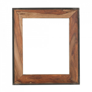 Oglinda dreptunghiulara maro din lemn de salcam si metal 82x97 cm Panama Sit Moebel