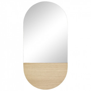 Oglinda ovala maro din lemn de stejar 50x100 cm Dya Hubsch