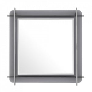Oglinda patrata gri/argintie din inox si sticla 86x86 cm Quinn Eichholtz