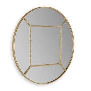 Oglinda rotunda aurie din metal 91 cm Inde Thai Natura