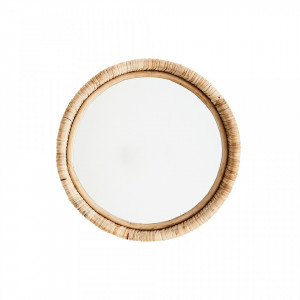 Oglinda rotunda maro din bambus 27 cm Anda Madam Stoltz