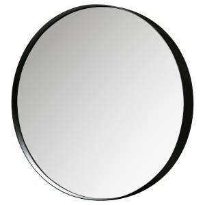 Oglinda rotunda neagra din metal 50 cm Doutzen Woood