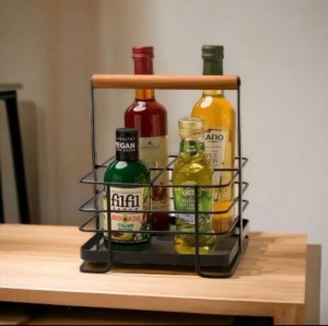 Organizator pentru bucatarie negru din metal SM050-B The Home Collection