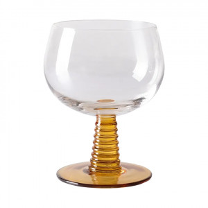 Pahar pentru vin ocru din sticla 10x12 cm Swirl HK Living