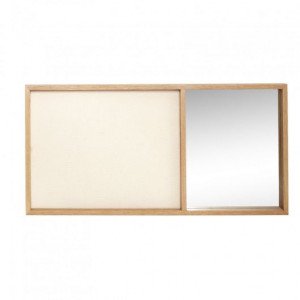 Panou memo maro/bej din canvas si lemn cu oglinda 40x80 cm Bulletin Board Hubsch