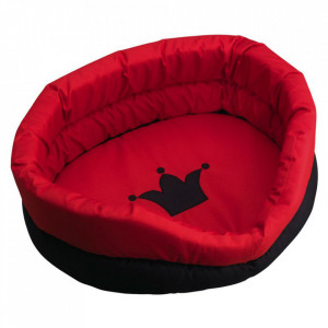 Patut pentru animale de companie rosu/negru din textil Crown XL Happy-House