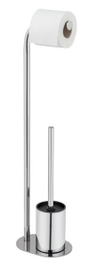 Perie toaleta cu suport hartie igienica argintiu din metal Levante Glossy Wenko