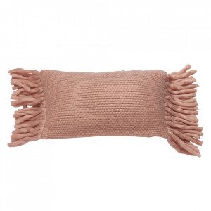 Perna decorativa roz din lana si viscoza 30x50 cm Bo Kids Depot