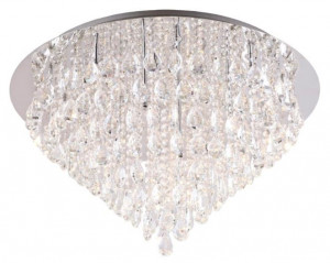 Plafoniera transparenta/argintie din sticla si metal cu 12 becuri Corleone Maxlight