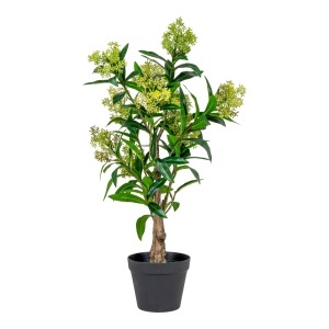 Planta artificiala din fibre sintetice verzi 75 cm Skimmia House Nordic