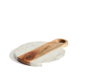 Platou pentru servire alb/maro din marmura 20x25 cm Nuvir Kave Home