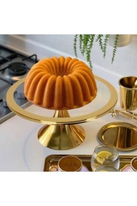 Platou servire prajituri auriu din sticla 30 cm Pst 01 The Home Collection
