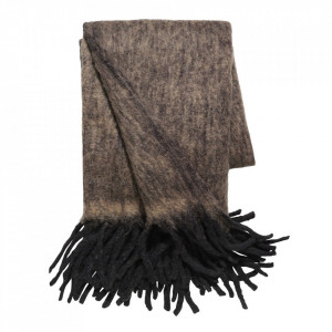 Pled din lana si fibre acrilice 130x170 cm Mathea Nougat Black Cozy Living Copenhagen
