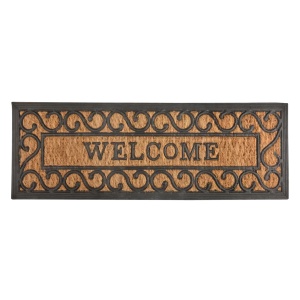 Pres intrare maro/negru din fibre naturale 25x75 cm Welcome Esschert Design