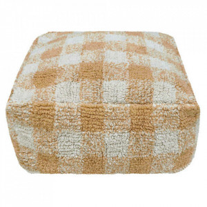 Puf patrat bej/portocaliu din bumbac 40x40 cm Gingham Lorena Canals