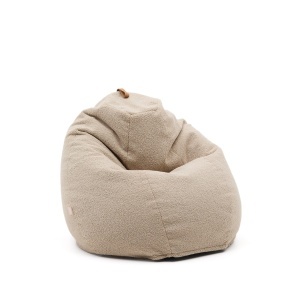 Puf rotund bej din textil 70 cm Vicka Boucle Kave Home