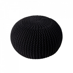 Puf rotund negru din bumbac 50 cm Leeds The Home Collection