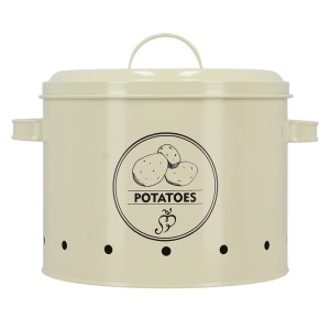Recipient cu capac alb/negru din metal 22x28 cm Potatoes Esschert Design