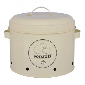 Recipient cu capac alb/negru din metal 22x28 cm Potatoes Esschert Design