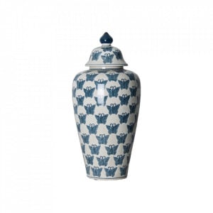 Recipient cu capac albastru/alb din ceramica 25x53 cm Flier Vical Home