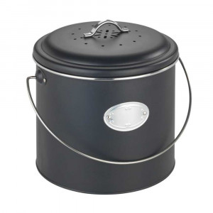Recipient cu capac pentru compost negru din metal 6 L Nero Wenko